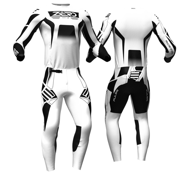 Pulse – White Black custom motocross jersey and pants by Zero Racewear