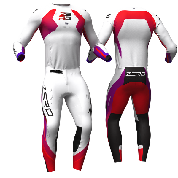 V E R T E X – White Red custom motocross jersey and pants by Zero Racewear