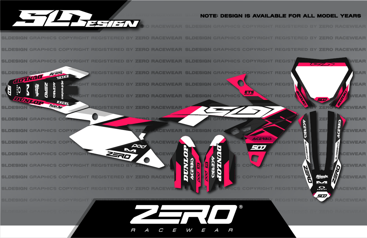Suzuki RM/RM-Z Graphics Kit #7 – Black/White/Pink by SLDesigns